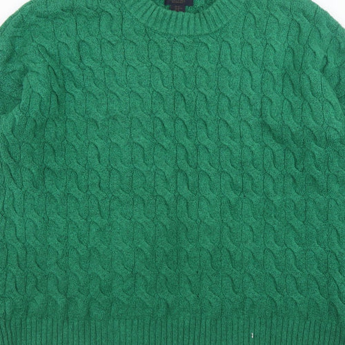 Rachel Roy Men's Green Cable-Knit Crew Neck Jumper XL