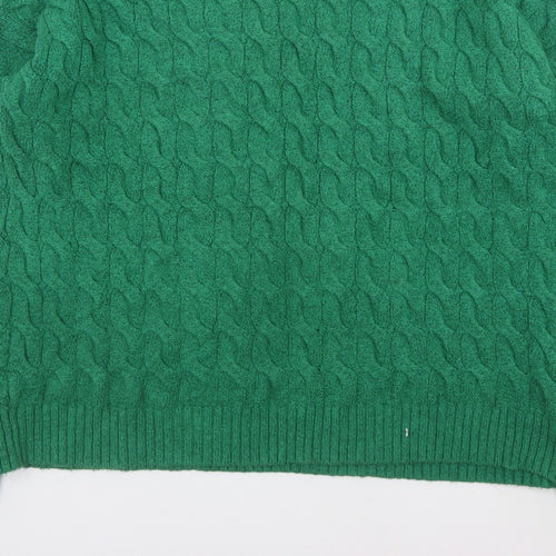 Rachel Roy Men's Green Cable-Knit Crew Neck Jumper XL