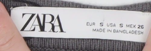 Zara Women Grey Knit Bodycon Dress Size S Long Sleeve