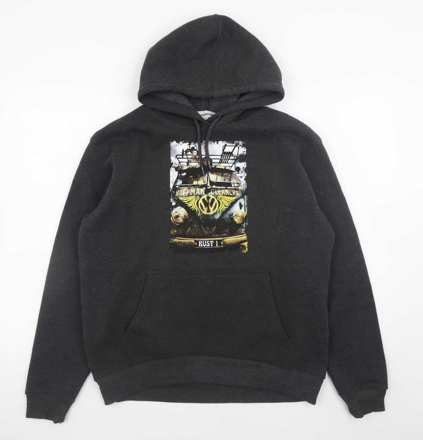 BAKARUDA Men's Black Graphic Pullover Hoodie Size M