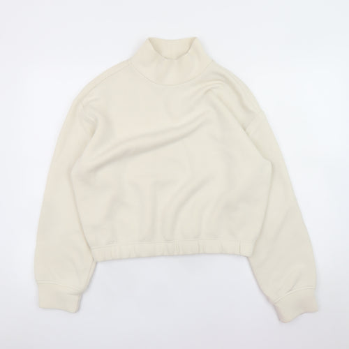 Marks and Spencer Women Beige Mock Neck Pullover Sweatshirt S Regular