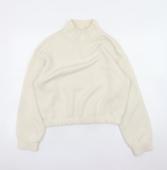 Marks and Spencer Women Beige Mock Neck Pullover Sweatshirt S Regular