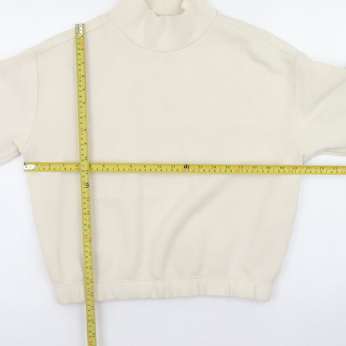 Marks and Spencer Women Beige Mock Neck Pullover Sweatshirt S Regular