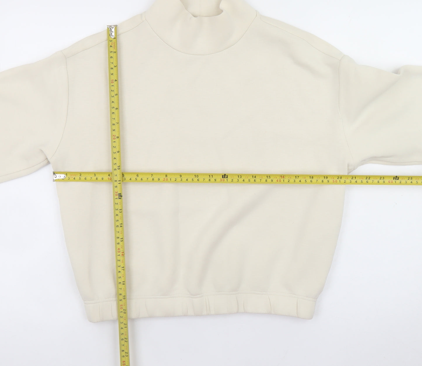 Marks and Spencer Women Beige Mock Neck Pullover Sweatshirt S Regular