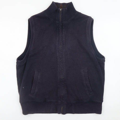 Marks & Spencer Men's Blue Cotton Waistcoat Medium Full Zip