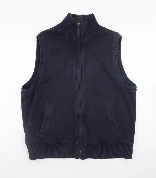 Marks & Spencer Men's Blue Cotton Waistcoat Medium Full Zip