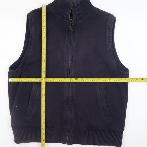 Marks & Spencer Men's Blue Cotton Waistcoat Medium Full Zip