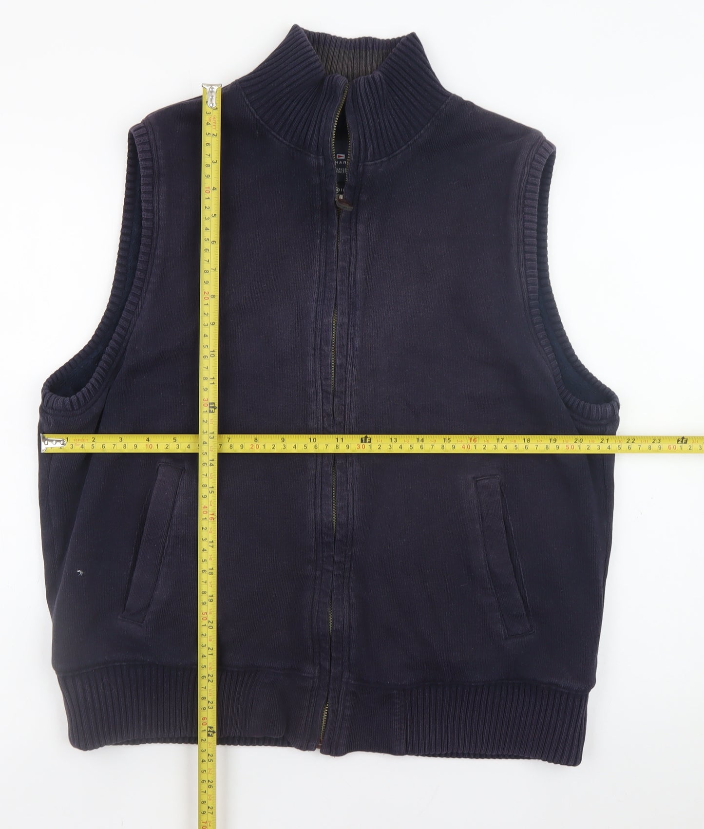 Marks & Spencer Men's Blue Cotton Waistcoat Medium Full Zip