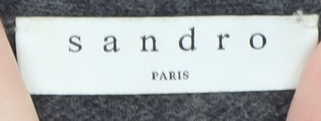 Sandro Paris Women’s Grey Wool V-Neck Pullover Jumper Size L