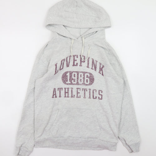 Victoria’s Secret PINK Women’s Grey Pullover Hoodie Size S Graphic Athletic