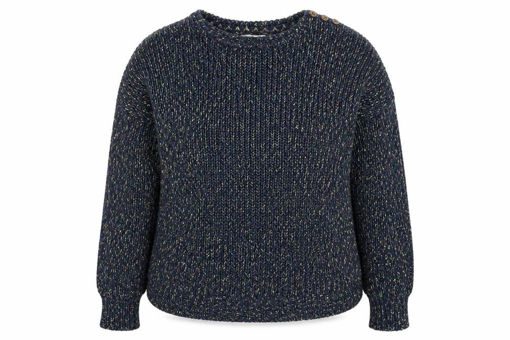 Front view of Mantaray Women's Blue Chunky Knit Crew Neck Jumper, size 18