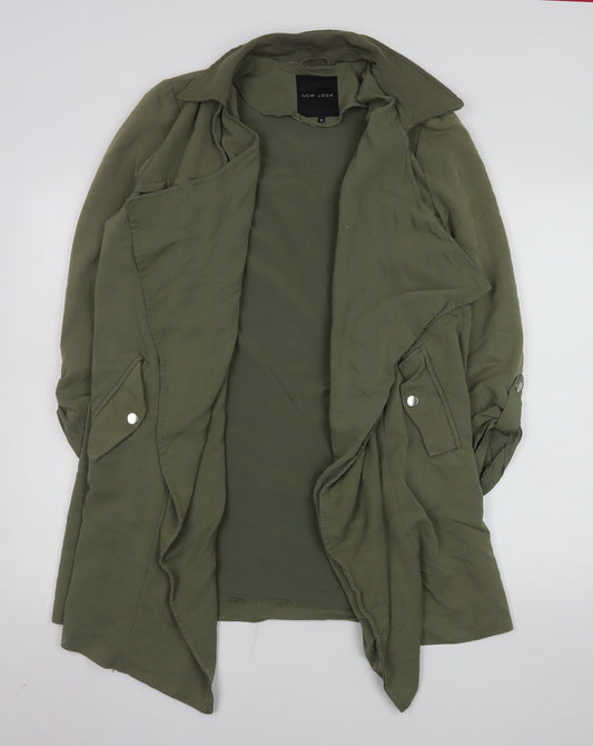 New Look Women’s Green Long Trench Coat Size 12 Lightweight