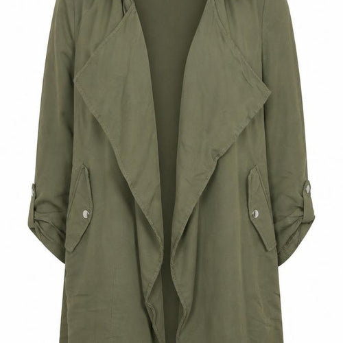 New Look Women’s Green Long Trench Coat Size 12 Lightweight