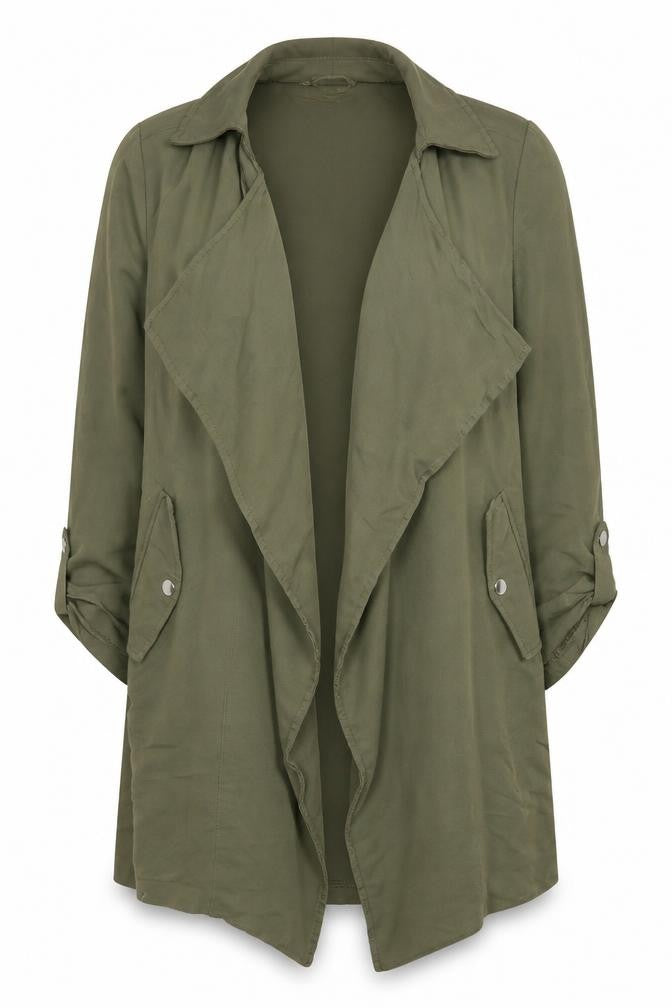 New Look Women’s Green Long Trench Coat Size 12 Lightweight