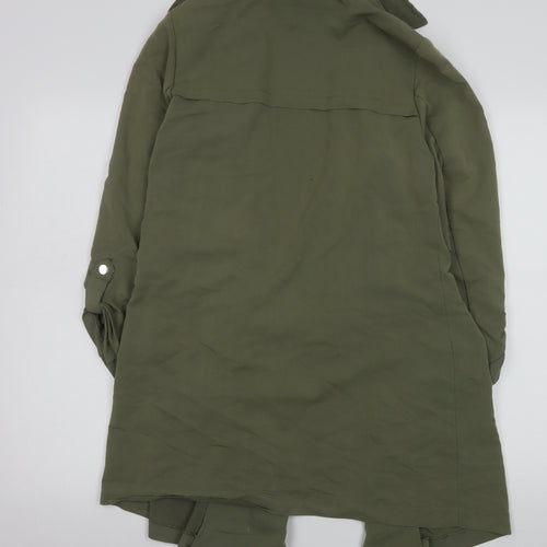 New Look Women’s Green Long Trench Coat Size 12 Lightweight