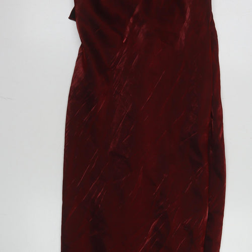 Just Elegance Women's Red Satin Cowl Neck Slip Dress Size 16