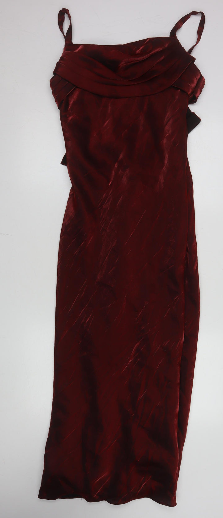 Just Elegance Women's Red Satin Cowl Neck Slip Dress Size 16