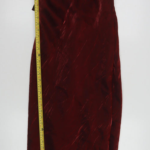 Just Elegance Women's Red Satin Cowl Neck Slip Dress Size 16
