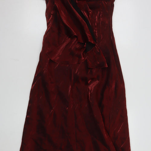 Just Elegance Women's Red Satin Cowl Neck Slip Dress Size 16