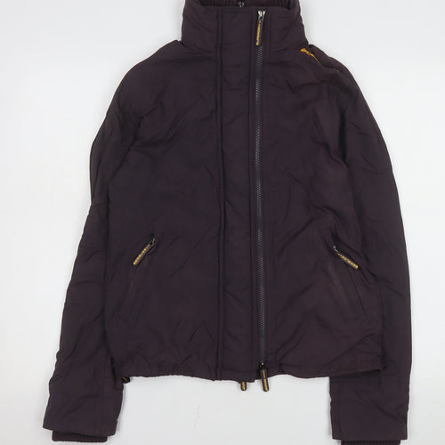 Superdry Women Brown L Short Puffer Jacket Logo Zip Lined