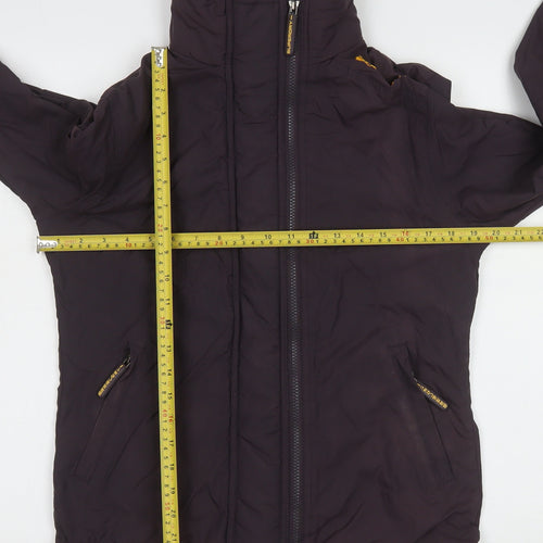 Superdry Women Brown L Short Puffer Jacket Logo Zip Lined