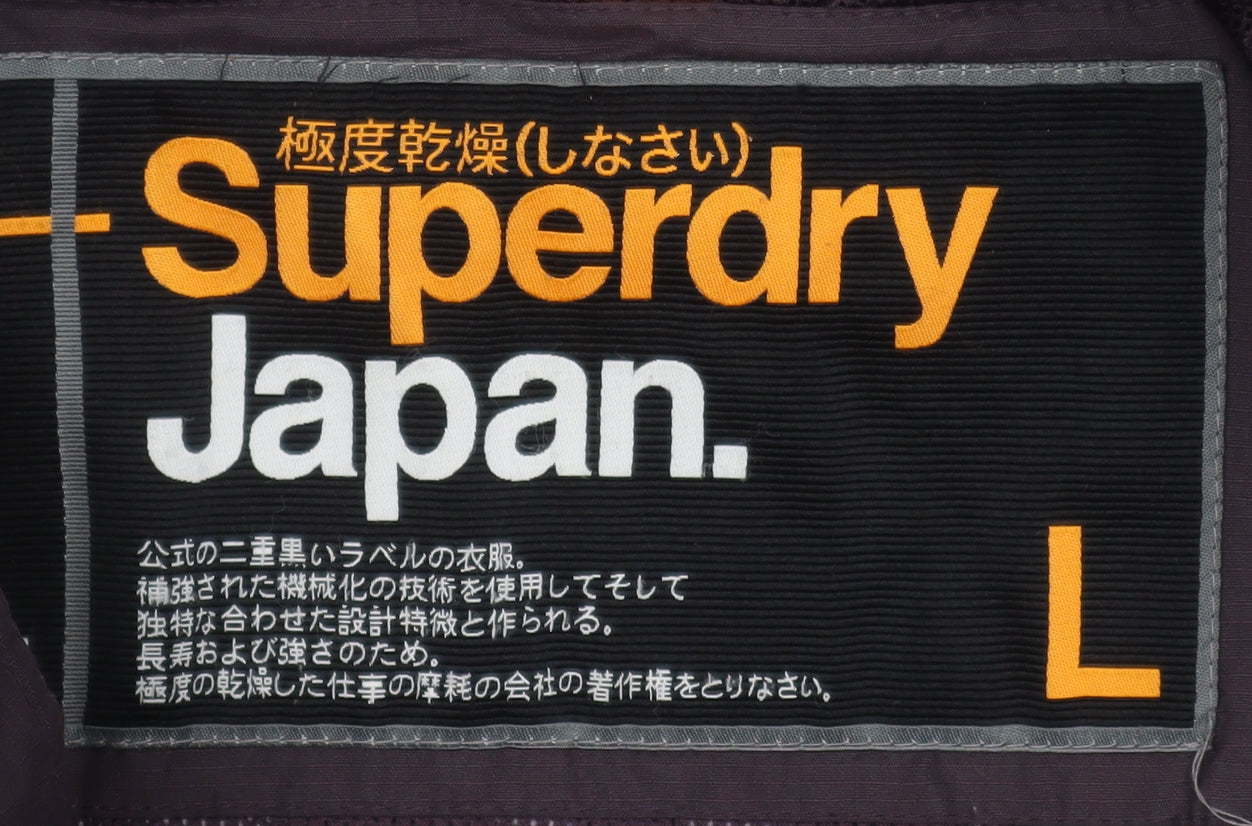 Superdry Women Brown L Short Puffer Jacket Logo Zip Lined