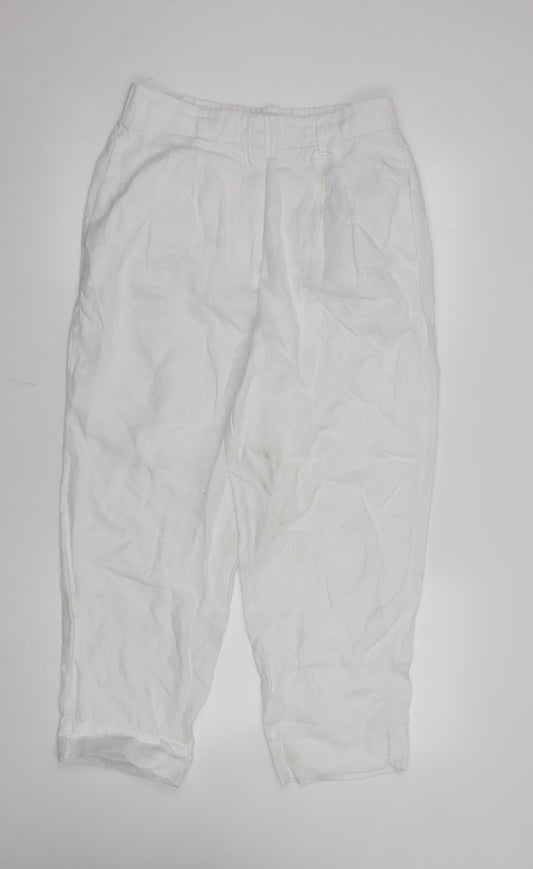 Marks and Spencer Women’s White Linen Cropped Trousers Size 12