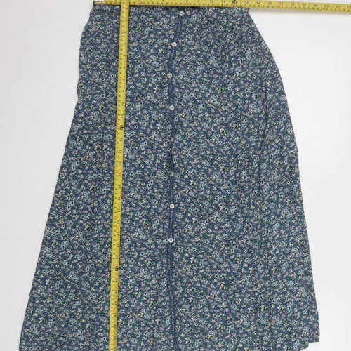 Max Studio Women's Blue Floral A-Line Midi Skirt Size L