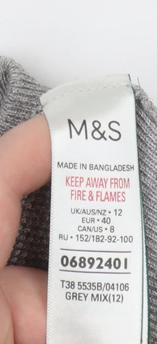 Marks and Spencer Womens Grey Striped Jersey Knit Jumper Size 12