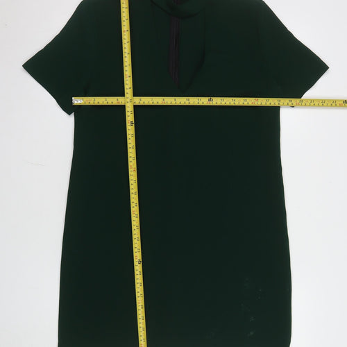 Zara Woman Green Short Sleeve High Neck Shift Dress Size S