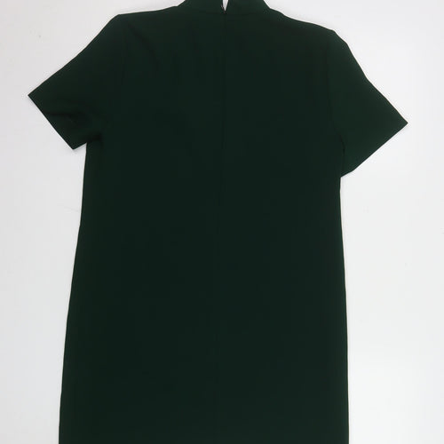 Zara Woman Green Short Sleeve High Neck Shift Dress Size S