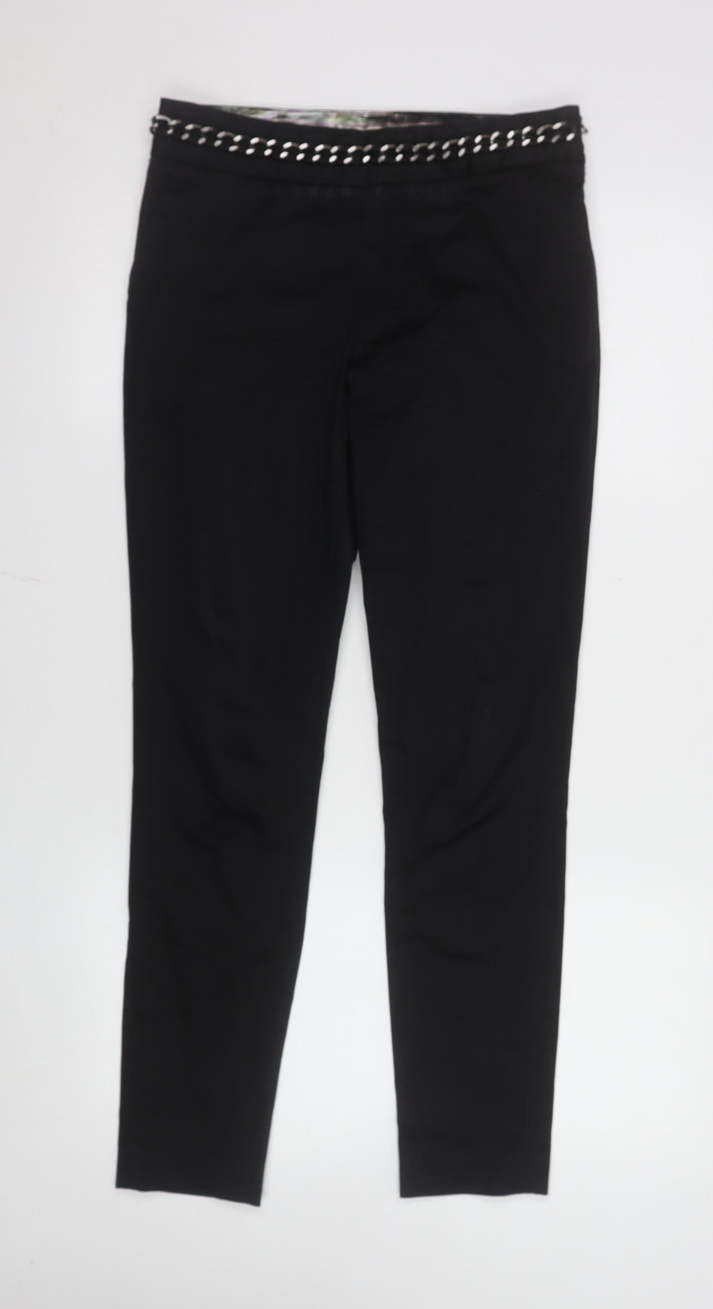 Ted Baker Women's Black Slim Trousers with Chain Detail Size 8