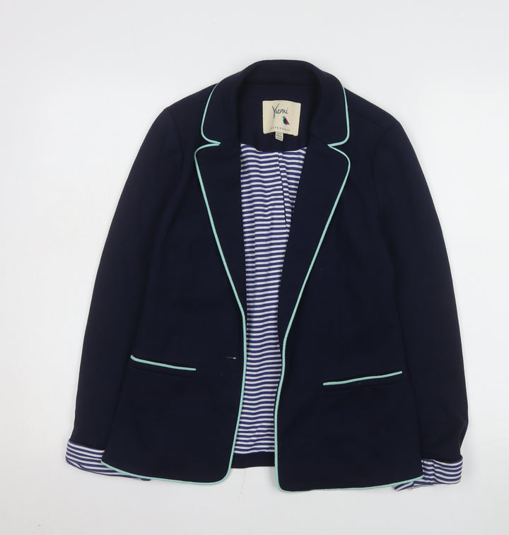 Yumi Women Navy Blue Blazer Jacket UK 10 Tailored Single Breasted Lined