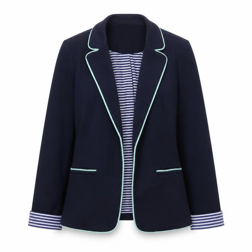 Yumi Women Navy Blue Blazer Jacket UK 10 Tailored Single Breasted Lined