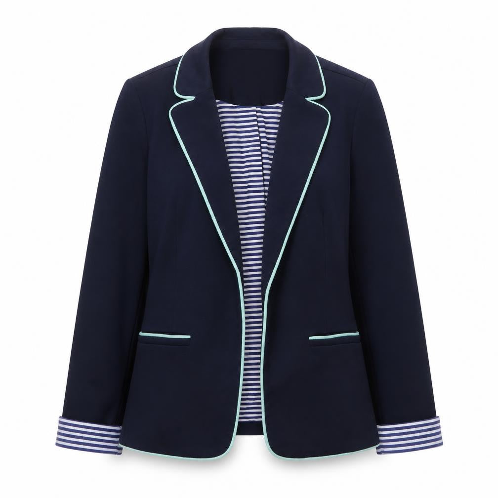 Yumi Women Navy Blue Blazer Jacket UK 10 Tailored Single Breasted Lined