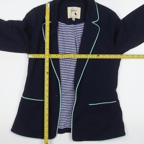 Yumi Women Navy Blue Blazer Jacket UK 10 Tailored Single Breasted Lined