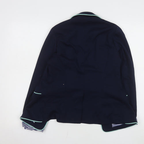 Yumi Women Navy Blue Blazer Jacket UK 10 Tailored Single Breasted Lined