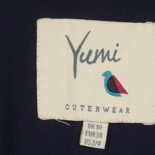 Yumi Women Navy Blue Blazer Jacket UK 10 Tailored Single Breasted Lined