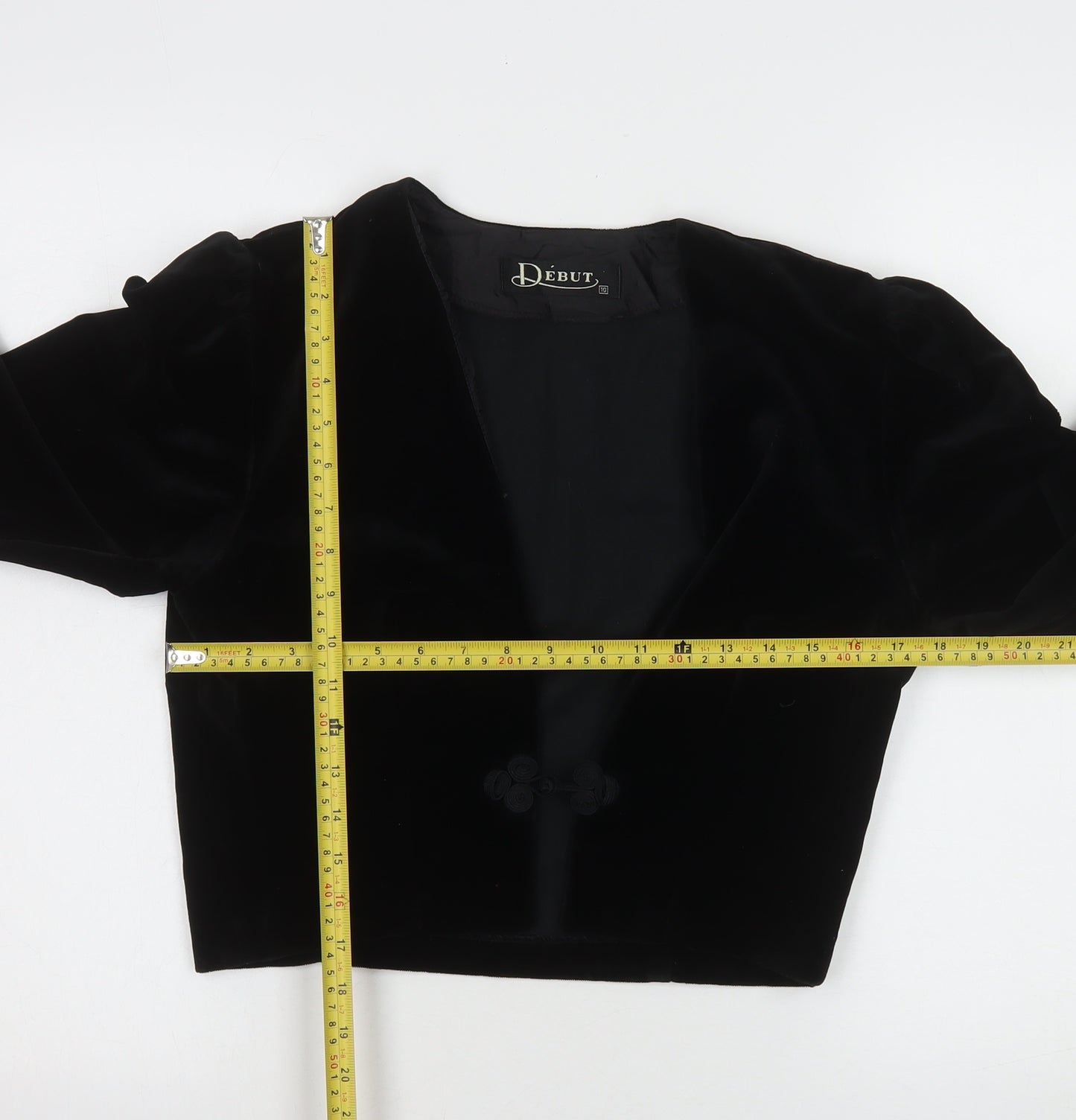 Début Women's Black Velvet Cropped Suit Jacket Size 10
