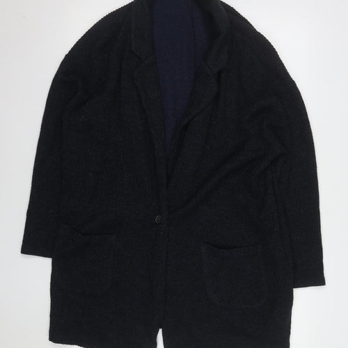 Next Women Black Large Long Sleeve Cardigan Knit Acrylic Blend