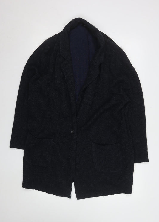 Next Women Black Large Long Sleeve Cardigan Knit Acrylic Blend