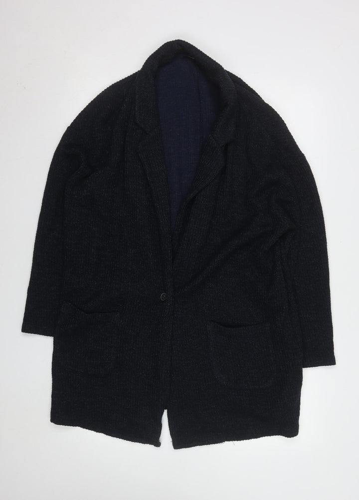 Next Women Black Large Long Sleeve Cardigan Knit Acrylic Blend