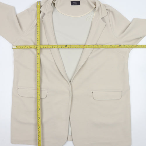 Marks and Spencer Women Ivory Longline Blazer Size 22 Stretch Lined