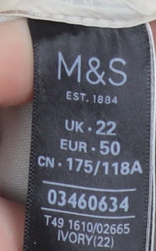 Marks and Spencer Women Ivory Longline Blazer Size 22 Stretch Lined