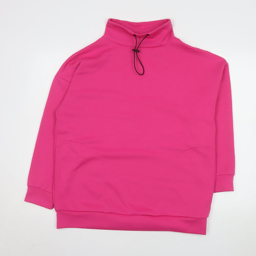 F&F Womens Pink Pullover Sweatshirt High Neck Size S Polyester Blend