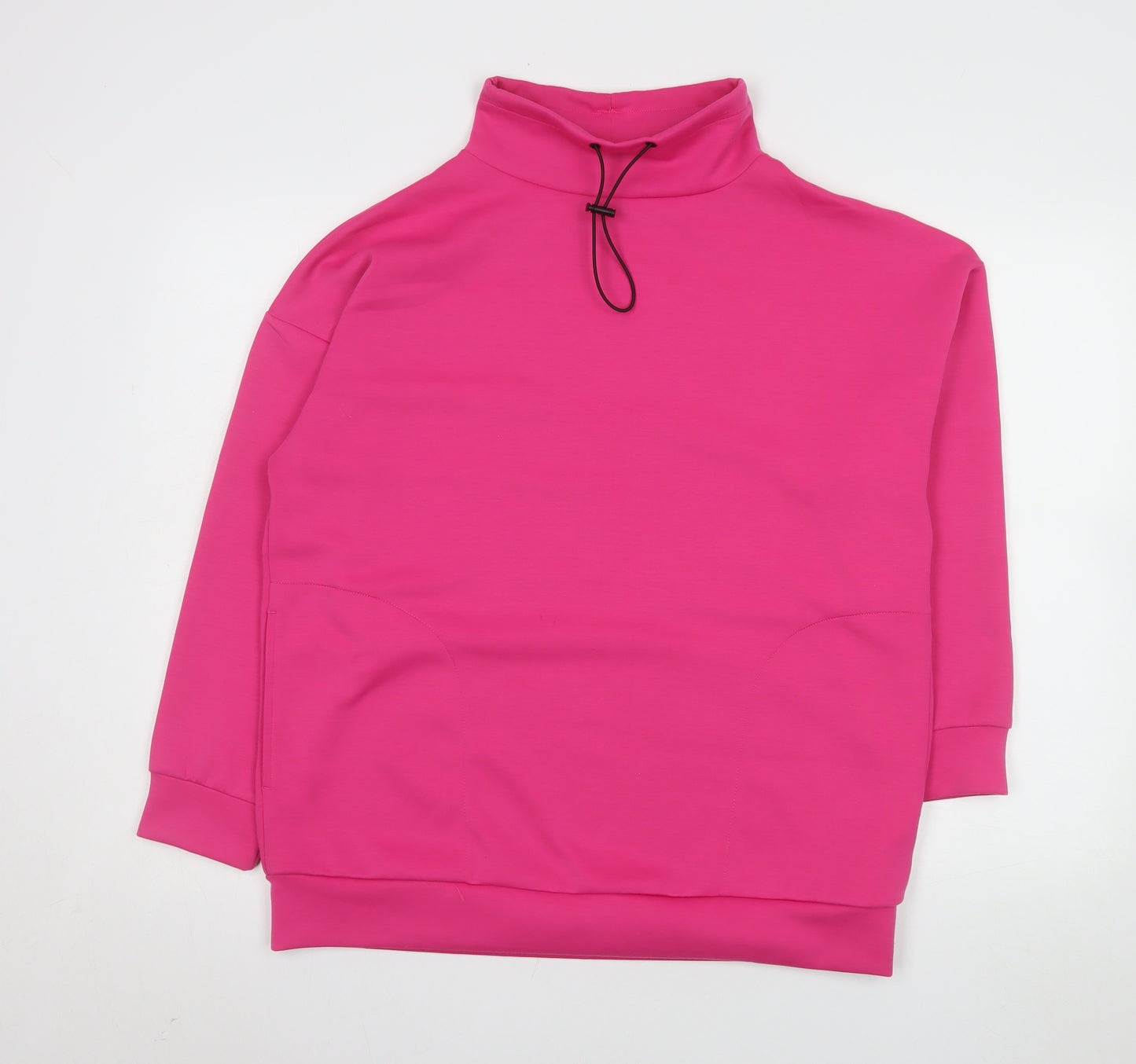 F&F Womens Pink Pullover Sweatshirt High Neck Size S Polyester Blend