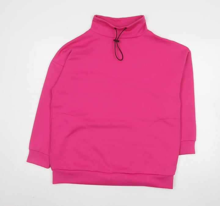 F&F Womens Pink Pullover Sweatshirt High Neck Size S Polyester Blend