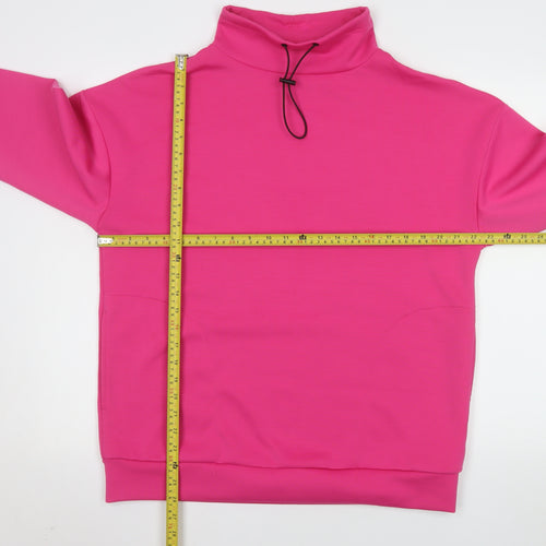 F&F Womens Pink Pullover Sweatshirt High Neck Size S Polyester Blend