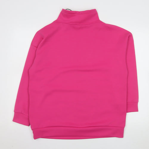 F&F Womens Pink Pullover Sweatshirt High Neck Size S Polyester Blend