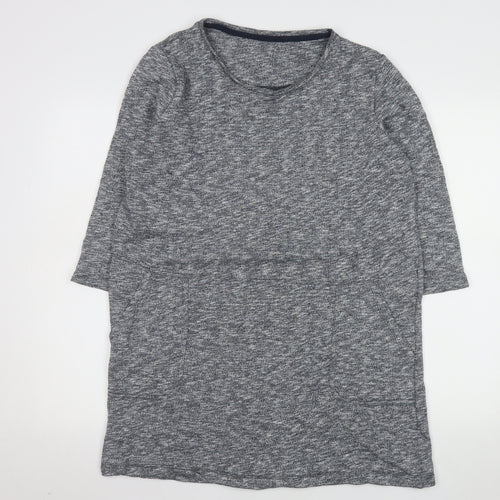 Tu Women Grey Cotton Shift Dress Size 16 Casual 3/4 Sleeve